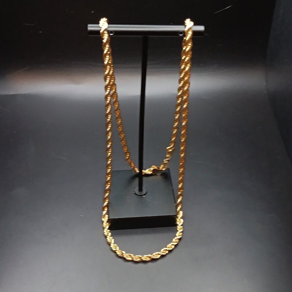Chunky‎ Solid Ropechain Necklace Goldtone 24" Long